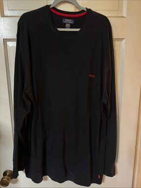 Polo by Ralph Lauren Black Long-Sleeve Crew Neck Shirt with Red Accents